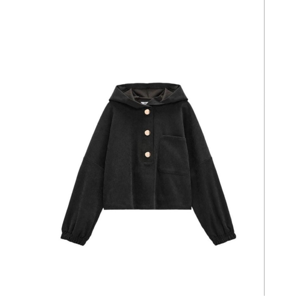 Zara Gray Hoodie with Gold Buttons